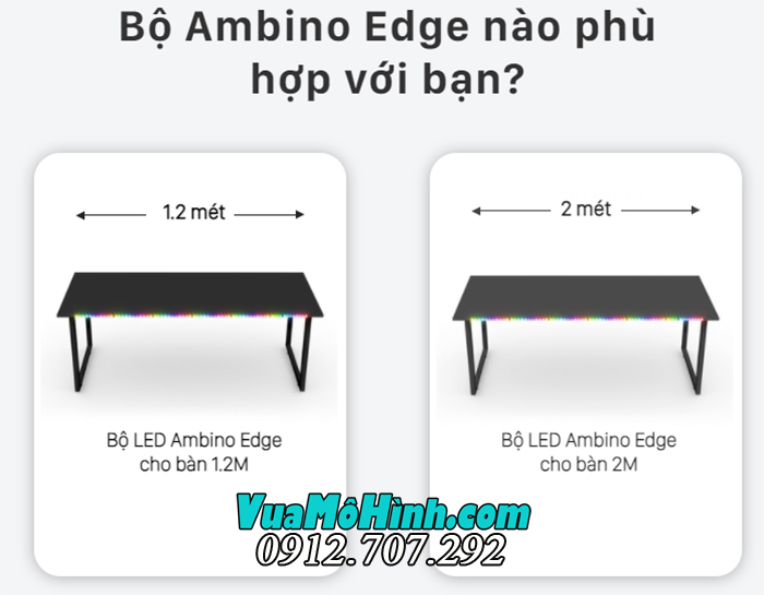 bộ đèn led dán trang trí cạnh bàn làm việc chính hãng ambino edge 
