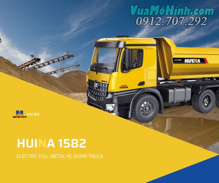 Xe tải ben công trình điều khiển từ xa Huina 1582 đồ chơi xe tải 