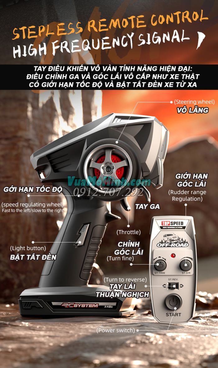 xe ô tô mô hình địa hình điều khiển từ xa tốc độ cao LH-18108 Land Raider Gallop