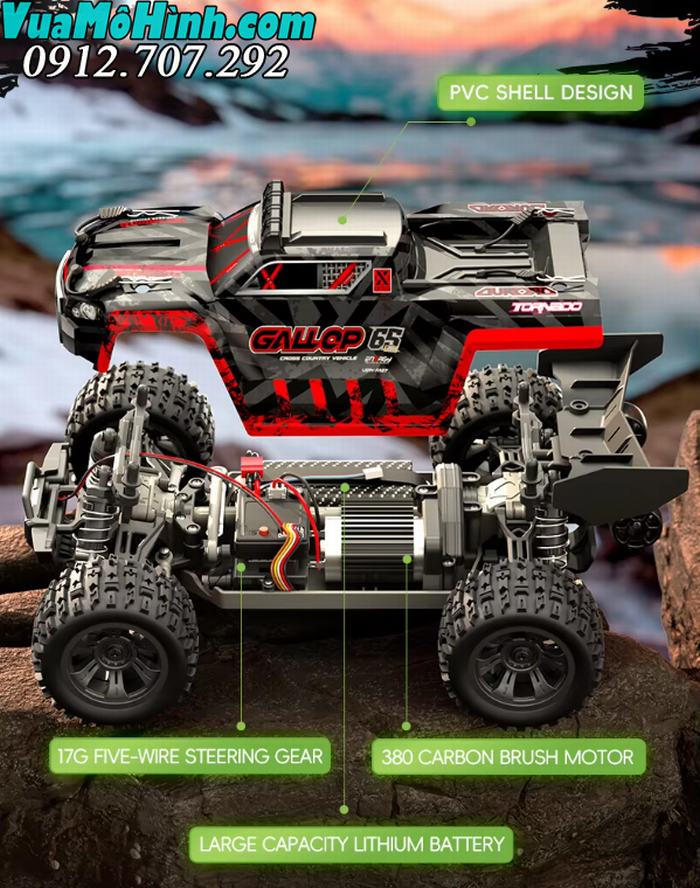 xe ô tô mô hình địa hình điều khiển từ xa tốc độ cao LH-18108 Land Raider Gallop
