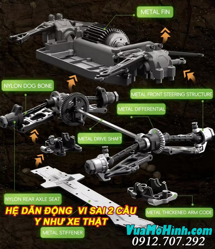 xe ô tô mô hình địa hình điều khiển từ xa tốc độ cao LH-18108 Land Raider Gallop