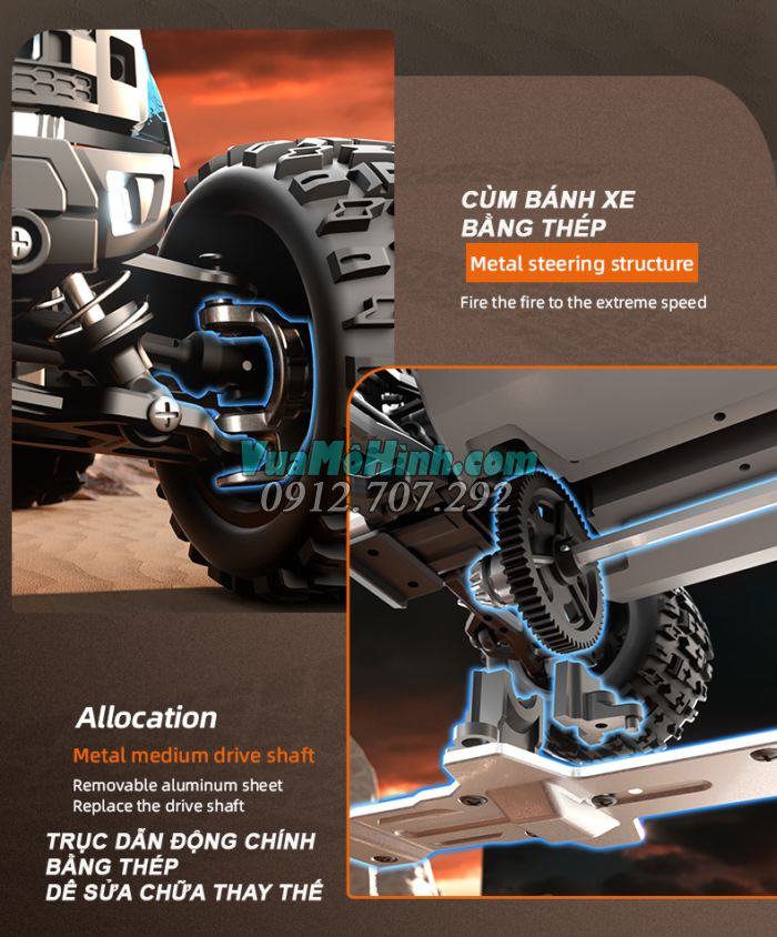 xe ô tô mô hình địa hình điều khiển từ xa tốc độ cao LH-18108 Land Raider Gallop