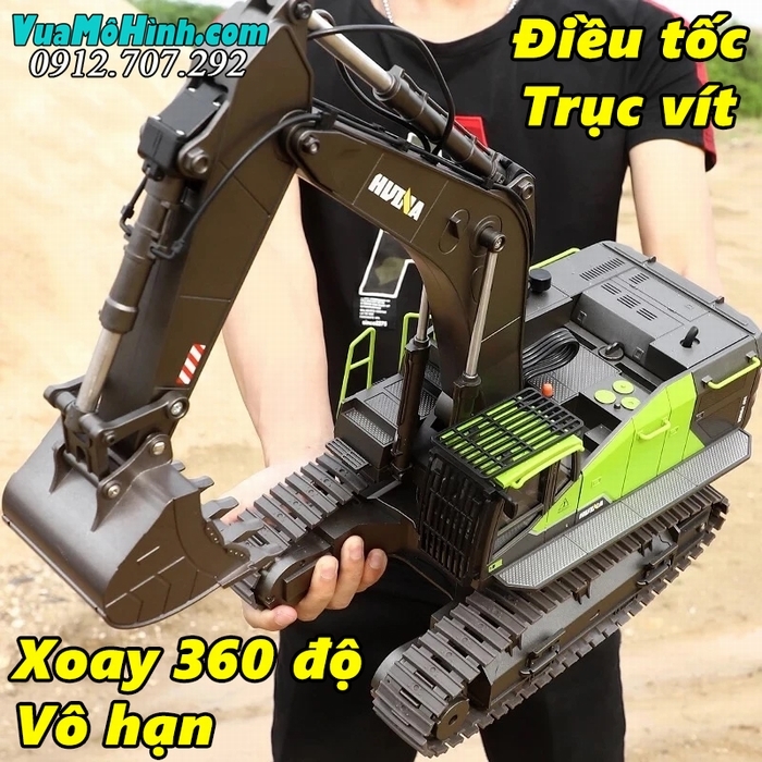 máy xúc điều khiển từ xa trục vít cỡ lớn xe cuốc cào công trình huina hulna 1593 593 super power