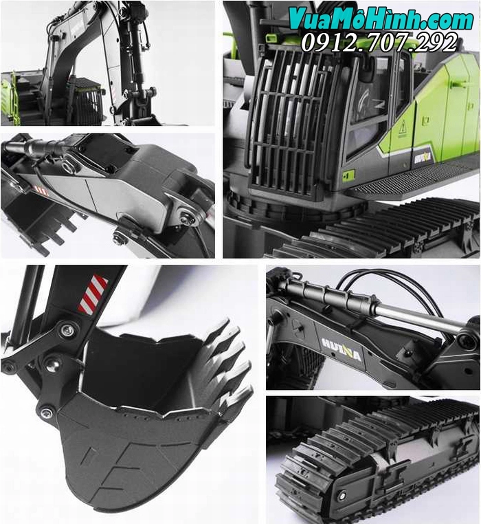 Mô hình xe xúc lật điều khiển từ xa Huina 1593 model 2025, phiên bản mới, gập sâu hơn, động cơ mạnh, chi tiết kim loại sắc nét