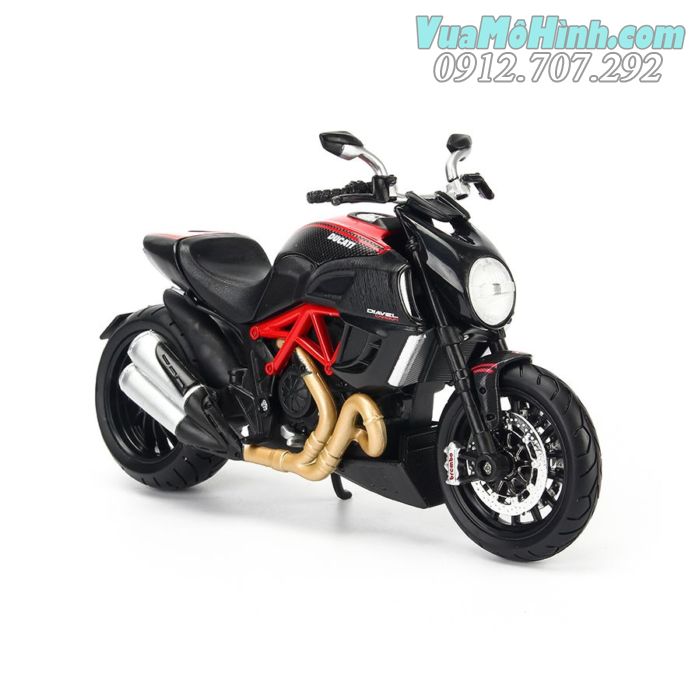 Mô hình tĩnh diecast xe mô tô 2 bánh gắn máy phân khối lớn ducati diavel carbon tỷ lệ 1:12 , đồ chơi xe moto thu nhỏ mini