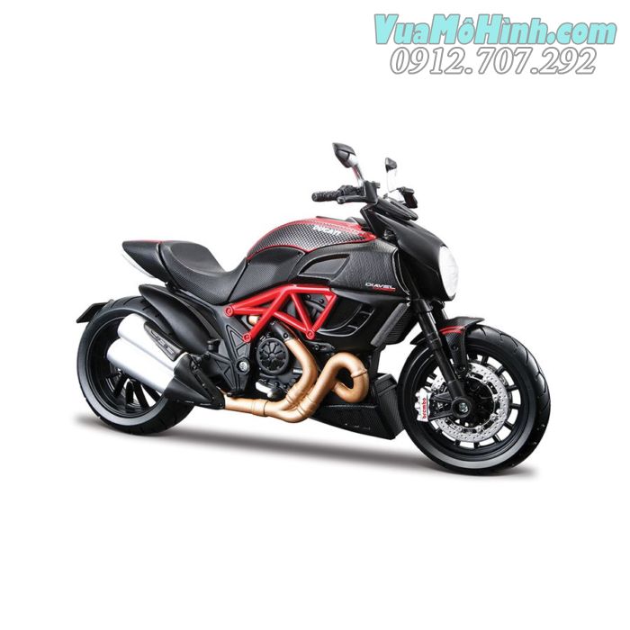 Mô hình tĩnh diecast xe mô tô 2 bánh gắn máy phân khối lớn ducati diavel carbon tỷ lệ 1:12 , đồ chơi xe moto thu nhỏ mini
