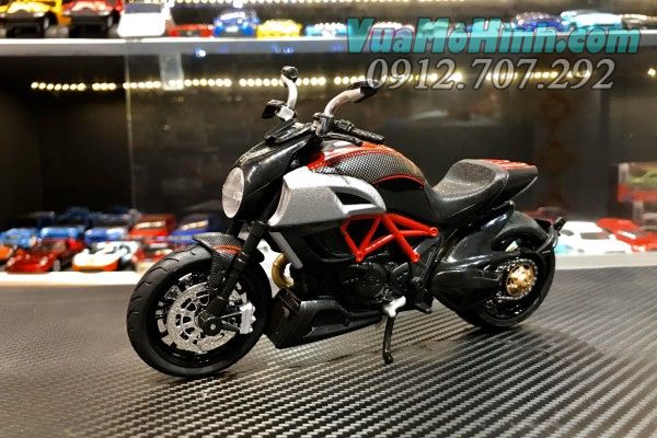 Mô hình tĩnh diecast xe mô tô 2 bánh gắn máy phân khối lớn ducati diavel carbon tỷ lệ 1:12 , đồ chơi xe moto thu nhỏ mini