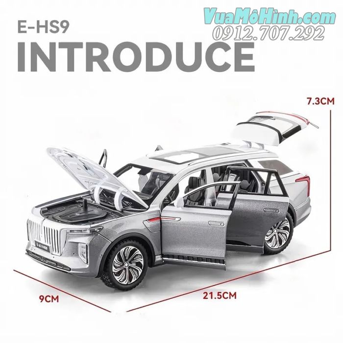 mô hình diecast tĩnh xe ô tô điện Hongqi E-HS9 tỷ lệ 1/24 , Siêu xe oto thu nhỏ 4 bánh đồ chơi chạy bằng điện