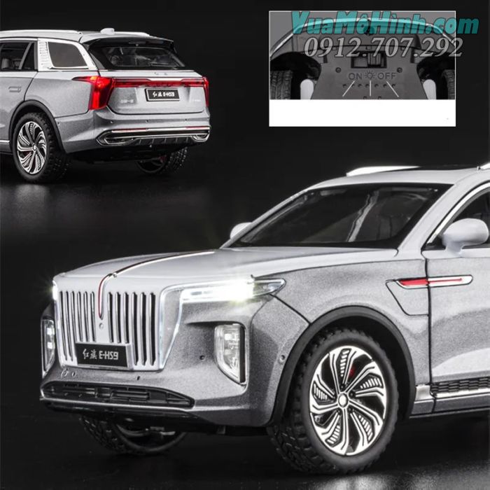 mô hình diecast tĩnh xe ô tô điện Hongqi E-HS9 tỷ lệ 1/24 , Siêu xe oto thu nhỏ 4 bánh đồ chơi chạy bằng điện