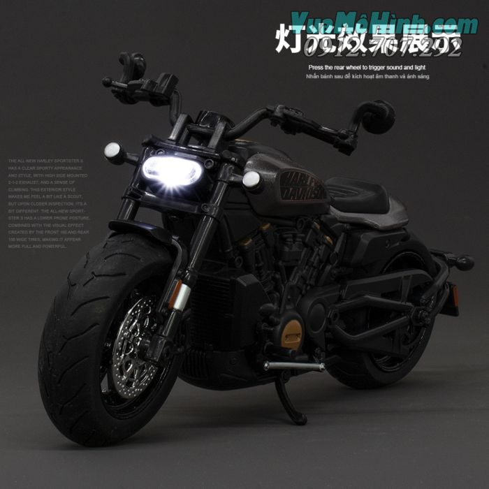 mô hình tĩnh diecast xe mô tô phân khối lớn harley davidson sportster s tỷ lệ 1:12 , đồ chơi trưng bày xe motor thu nhỏ mini