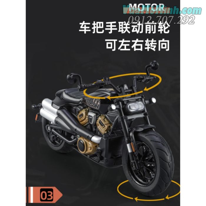 mô hình tĩnh diecast xe mô tô phân khối lớn harley davidson sportster s tỷ lệ 1:12 , đồ chơi trưng bày xe motor thu nhỏ mini