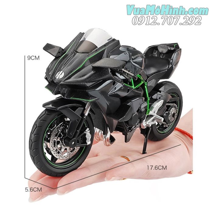 mô hình tĩnh đồ chơi siêu xe mô tô 2 bánh gắn máy phân khối lớn KAWASAKI NINJA H2R tỷ lệ 1:12 , đồ chơi xe motor thu nhỏ mini