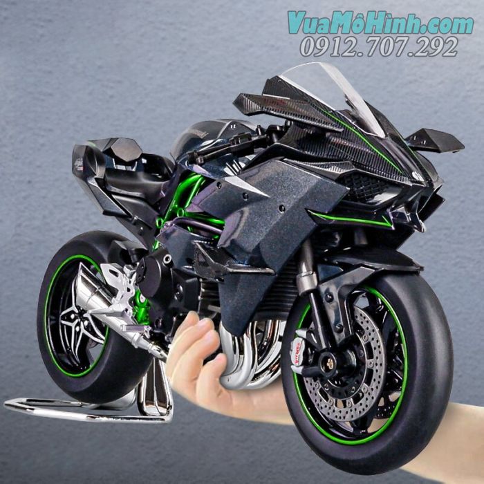 mô hình tĩnh đồ chơi siêu xe mô tô 2 bánh gắn máy phân khối lớn KAWASAKI NINJA H2R tỷ lệ 1:12 , đồ chơi xe motor thu nhỏ mini