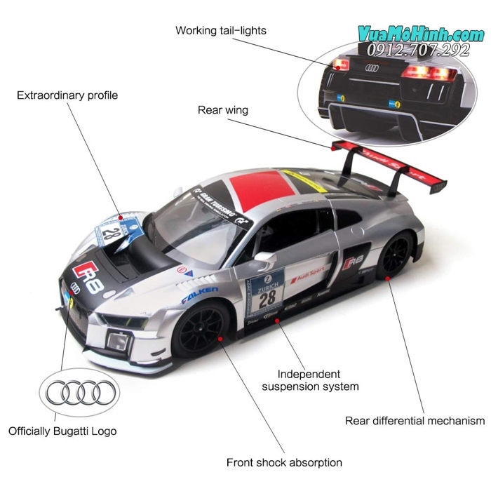 Mô hình xe Audi R8 ô tô điều khiển từ xa RC tỷ lệ 1:14 Rastar
