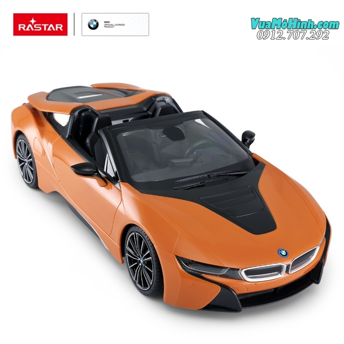 Mô hình xe BMW i8 Roadster siêu xe ô tô mui trần điều khiển từ xa tỷ lệ 1:12 Rastar, sóng điều khiển 2.4Ghz siêu khủng