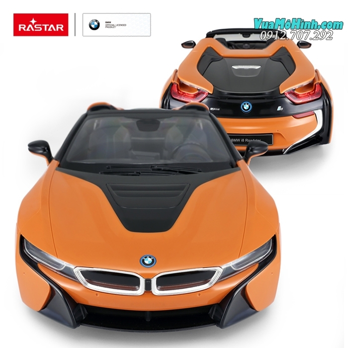 Mô hình xe BMW i8 Roadster siêu xe ô tô mui trần điều khiển từ xa tỷ lệ 1:12 Rastar, sóng điều khiển 2.4Ghz siêu khủng