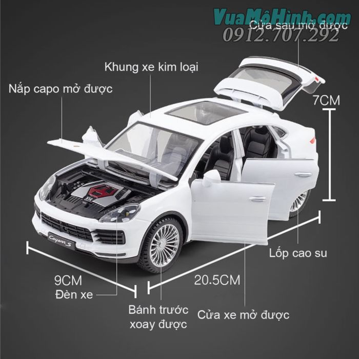 mô hình tĩnh diecast thu nhỏ siêu xe ô tô 4 bánh Porsche Cayenne S bằng kim loại tỷ lệ 1:24 , đồ chơi mini xe oto sang trưng bày