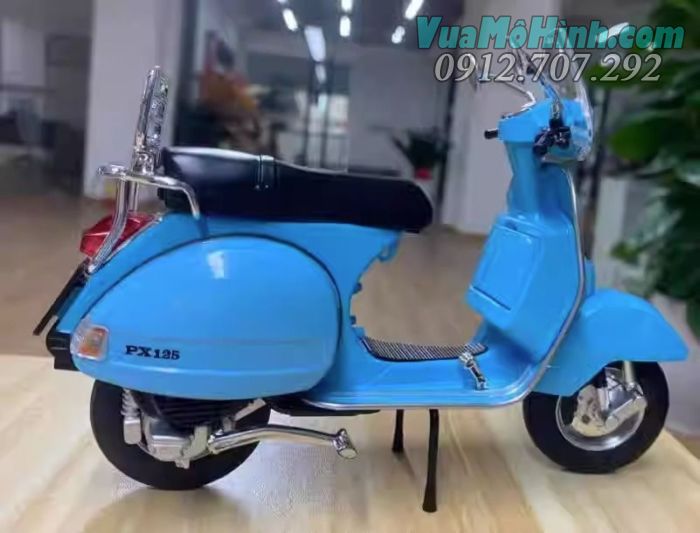 Mô hình tĩnh diecast xe mô tô 2 bánh gắn máy Vespa 125 tỷ lệ 1:10 , đồ chơi motor thu nhỏ mini