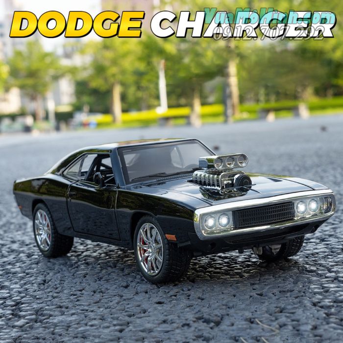 Mô hình tĩnh Diecast siêu xe ô tô cổ Dodge Charger 1970 , đồ chơi xe hơi 4 bánh thu nhỏ tỉ lệ 1:24