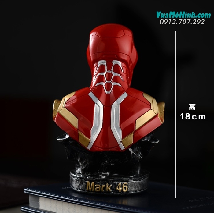 Mô hình Tượng bán thân người sắt Ironman Tony Stark MK46 Mavel Iron man cao 18cm