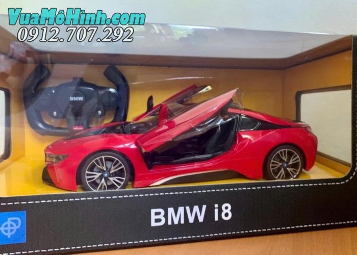 Mô hình xe BMW i8 siêu xe ô tô điều khiển từ xa 1:14 Rastar, sóng điều khiển 40Mhz chống trùng sóng, mở cửa tự động chỉ với một nút bấm