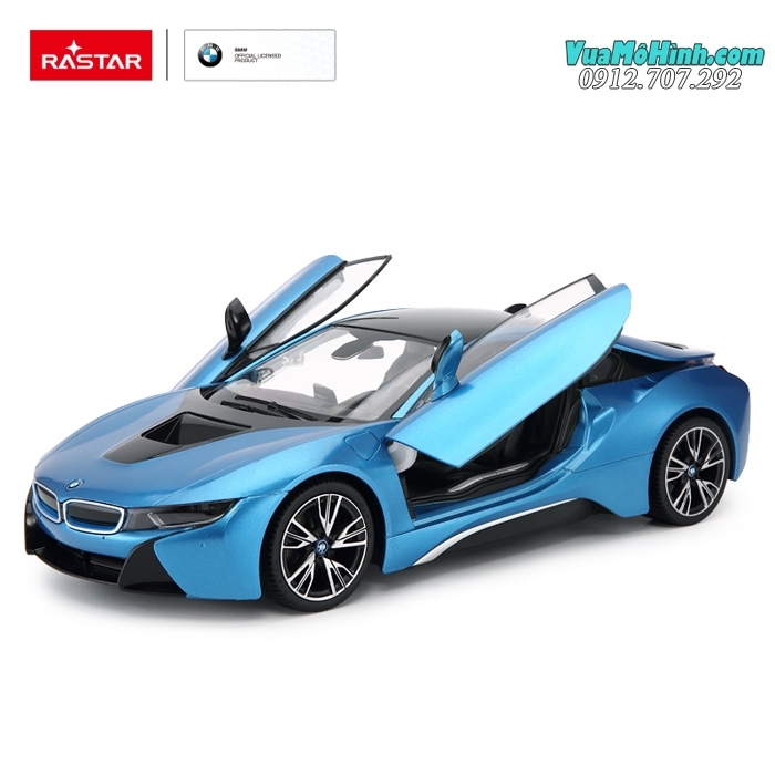 Mô hình xe BMW i8 siêu xe ô tô điều khiển từ xa 1:14 Rastar, sóng điều khiển 2.4Ghz chống trùng sóng, mở cửa tự động chỉ với một nút bấm