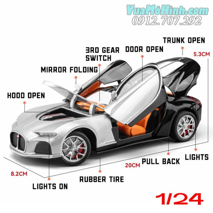 Mô hình tĩnh Diecast siêu xe ô tô Bugatti Atlantic , Đồ chơi xe sang oto thu nhỏ
