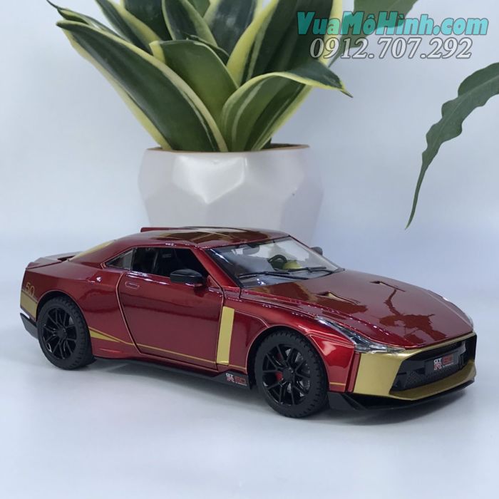 mô hình tĩnh diecast siêu xe điện sang ô tô 4 bánh Nissan GT-R50 tỷ lệ 1:24 , đồ chơi thu nhỏ mini trưng bày