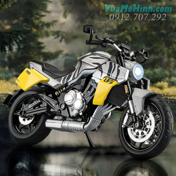 mô hình diecast tĩnh siêu xe 2 bánh gắn máy mô tô phân khối lớn Benda LFS700 tỷ lệ 1:12 , xe motor đồ chơi thu nhỏ mini