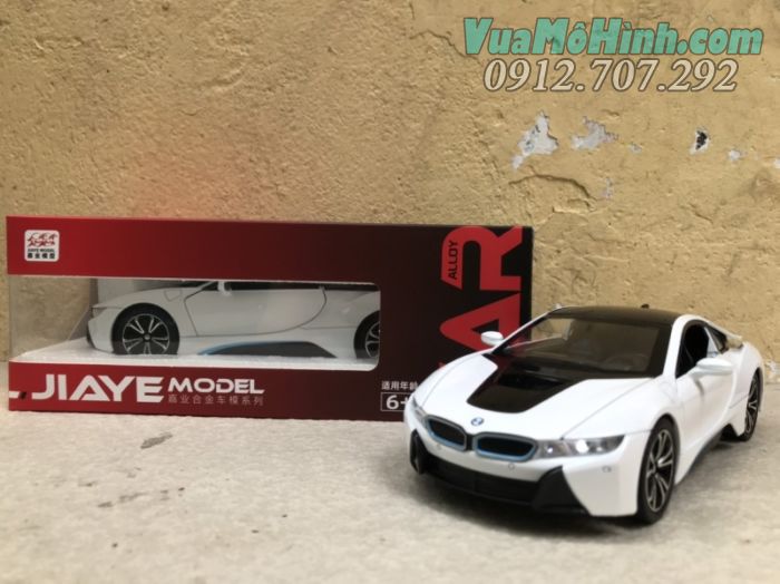 mô hình tĩnh diecast siêu xe sang ô tô 4 bánh bmw i8 , đồ chơi thu nhỏ xe oto trưng bày 