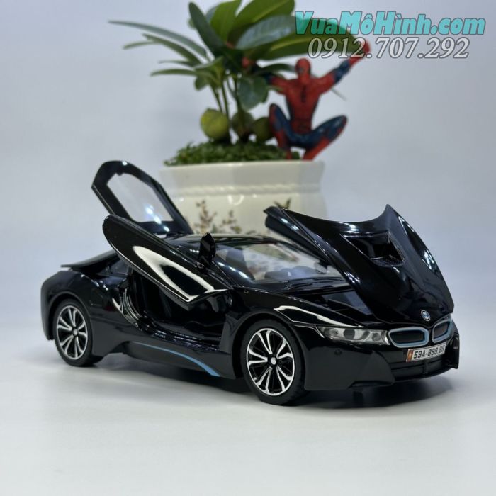 mô hình tĩnh diecast siêu xe sang ô tô 4 bánh bmw i8 , đồ chơi thu nhỏ xe oto trưng bày 