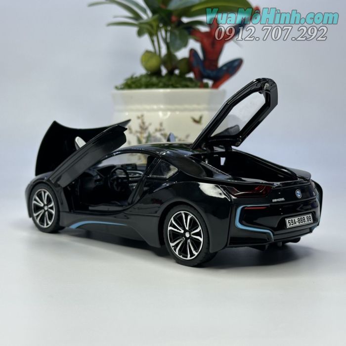 mô hình tĩnh diecast siêu xe sang ô tô 4 bánh bmw i8 , đồ chơi thu nhỏ xe oto trưng bày 