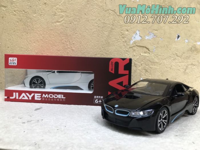 mô hình tĩnh diecast siêu xe sang ô tô 4 bánh bmw i8 , đồ chơi thu nhỏ xe oto trưng bày 