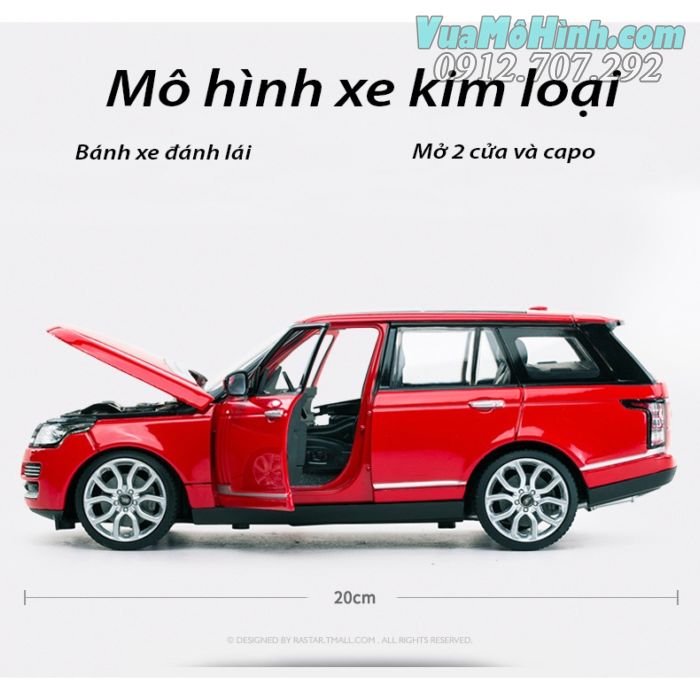 mô hình tĩnh diecast đồ chơi siêu xe ô tô Land rover range rover tỷ lệ 1/24 , xe oto 4 bánh thu nhỏ mini trưng bày