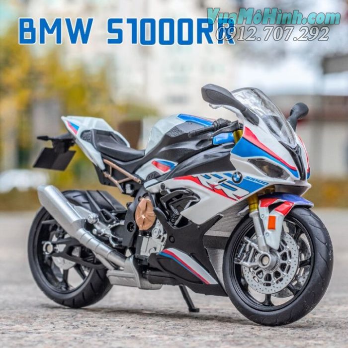 mô hình tĩnh diecast xe mô tô 2 bánh gắn máy phân khối lớn Honda BMW S1000RR tỷ lệ 1:12 , đồ chơi xe motor thu nhỏ mini