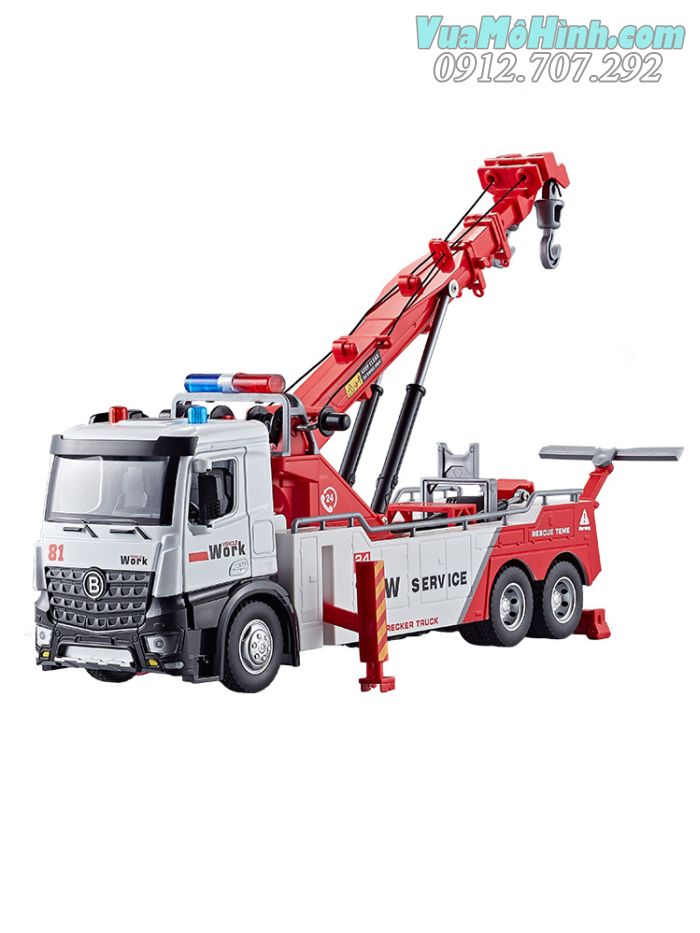 mô hình tĩnh diecast xe oto tải cứu hộ có dây cần cẩu và dây móc rescue tow service tỷ lệ 1:18 , đồ chơi xe ô tô thu nhỏ trưng bày