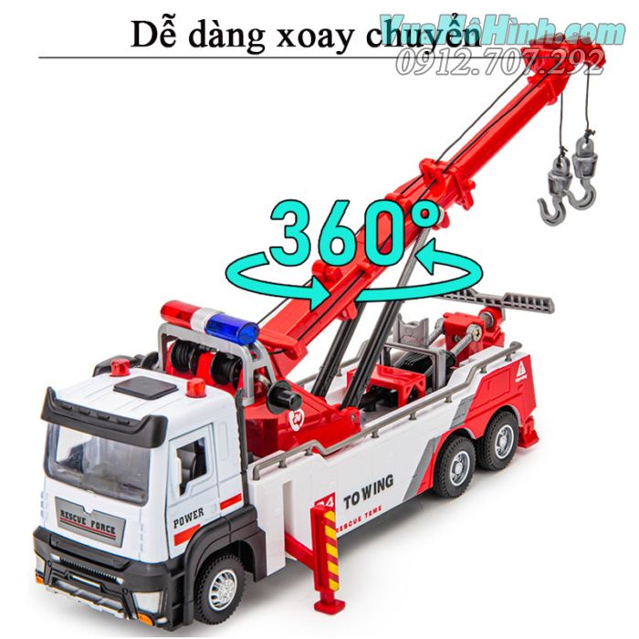 mô hình tĩnh diecast xe oto tải cứu hộ có dây cần cẩu và dây móc rescue tow service tỷ lệ 1:18 , đồ chơi xe ô tô thu nhỏ trưng bày