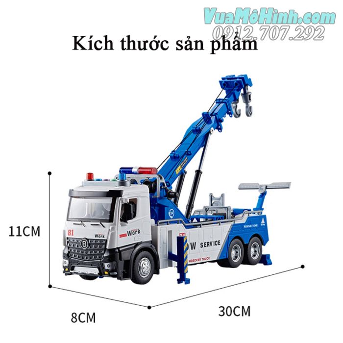 mô hình tĩnh diecast xe oto tải cứu hộ có dây cần cẩu và dây móc rescue tow service tỷ lệ 1:18 , đồ chơi xe ô tô thu nhỏ trưng bày