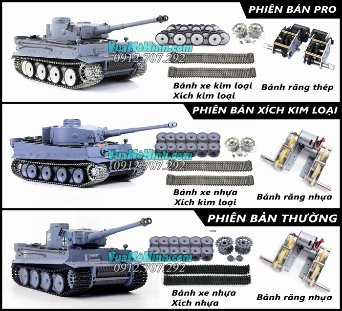 mô hình xe tăng điều khiển từ xa heng long german tiger 1 rc tank 3818-1 pro