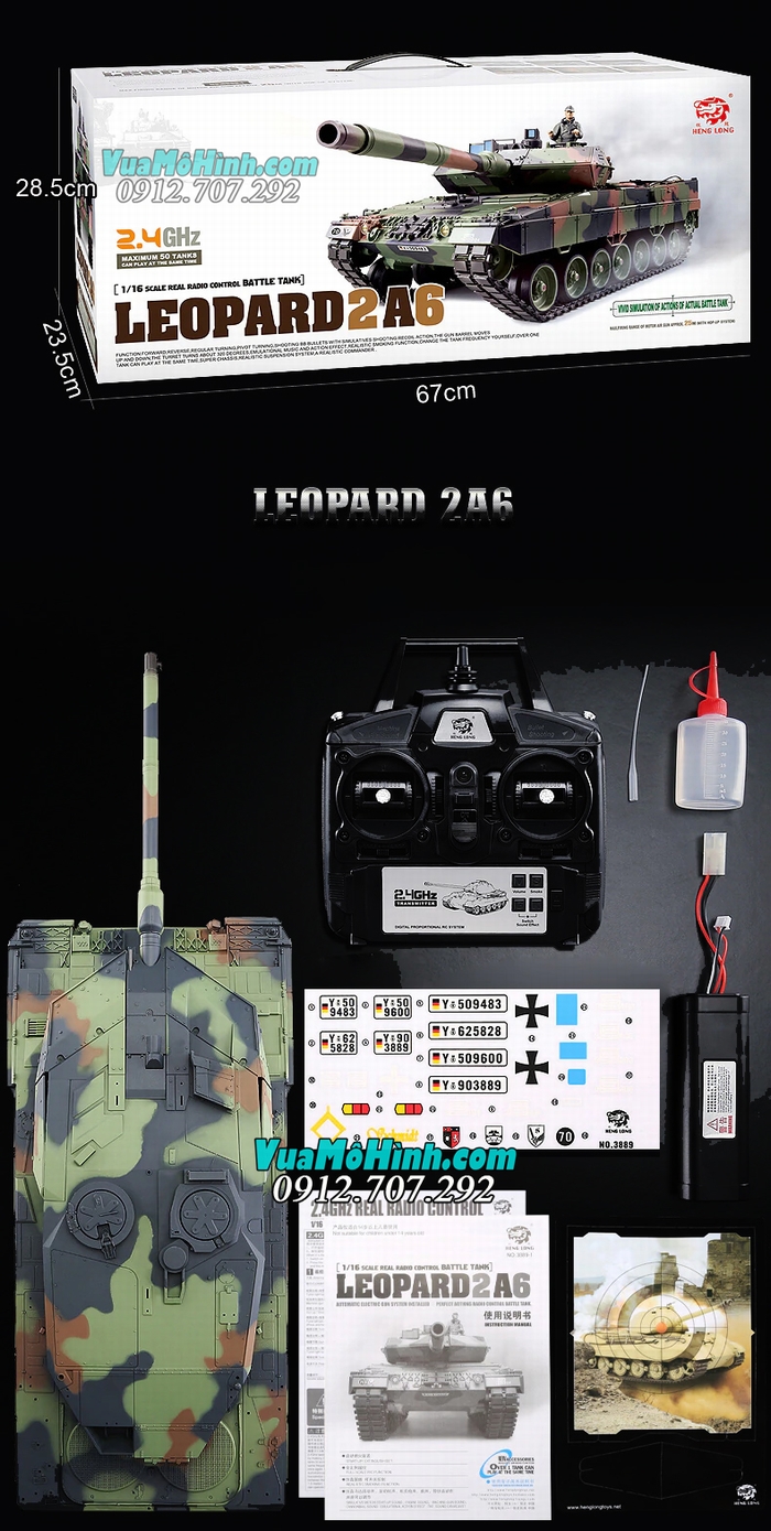 mô hình xe tăng điều khiển từ xa rc tank heng long báo đức german leopard 2a6 3889-1 pro
