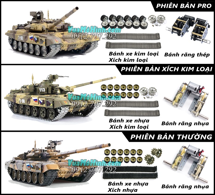 mô hình xe tăng điều khiển từ xa rc tank heng long russian t-90 t90 3938-1 phiên bản pro xích kim loại