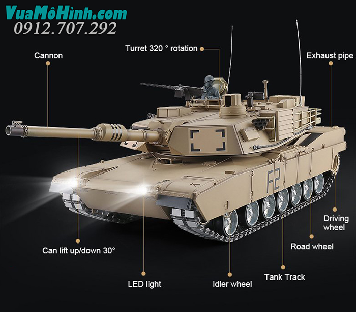 mô hình xe tăng điều khiển từ xa rc tank heng long m1a2 abrams abraham 3918 3918-1 pro xích kim loại