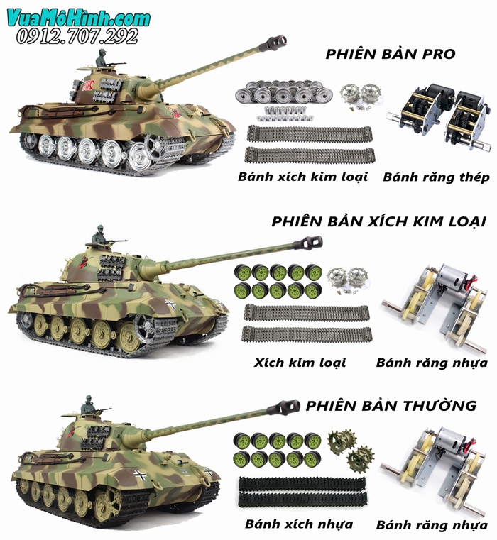 mô hình xe tăng vua hổ heng long king tiger phiên bản pro điều khiển từ xa rc tank hl 3888a-1 3888a 1 3888a1