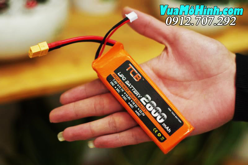 Pin TCB Lipo 2S 7.4V 2800mAh 25C jack T XT60 XT60H dung lượng cao