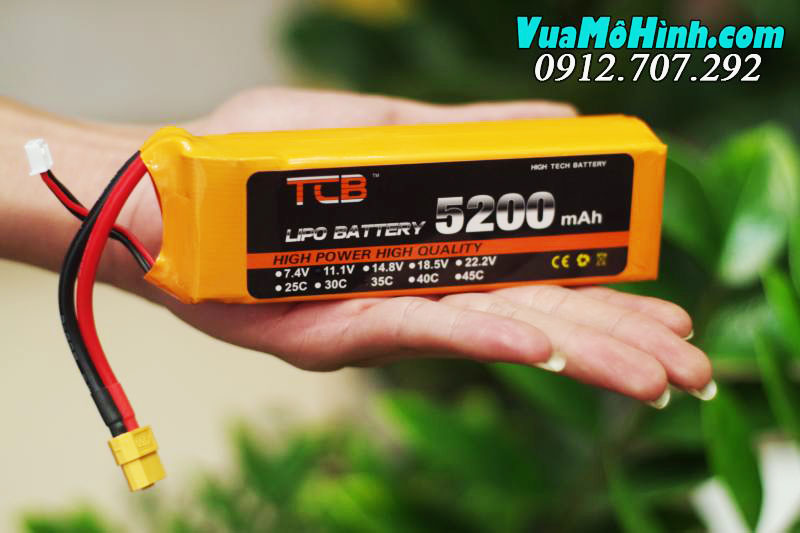 Pin TCB Lipo 3S 11.1V 5200mAh 35C  jack T XT60 XT60H dung lượng cao