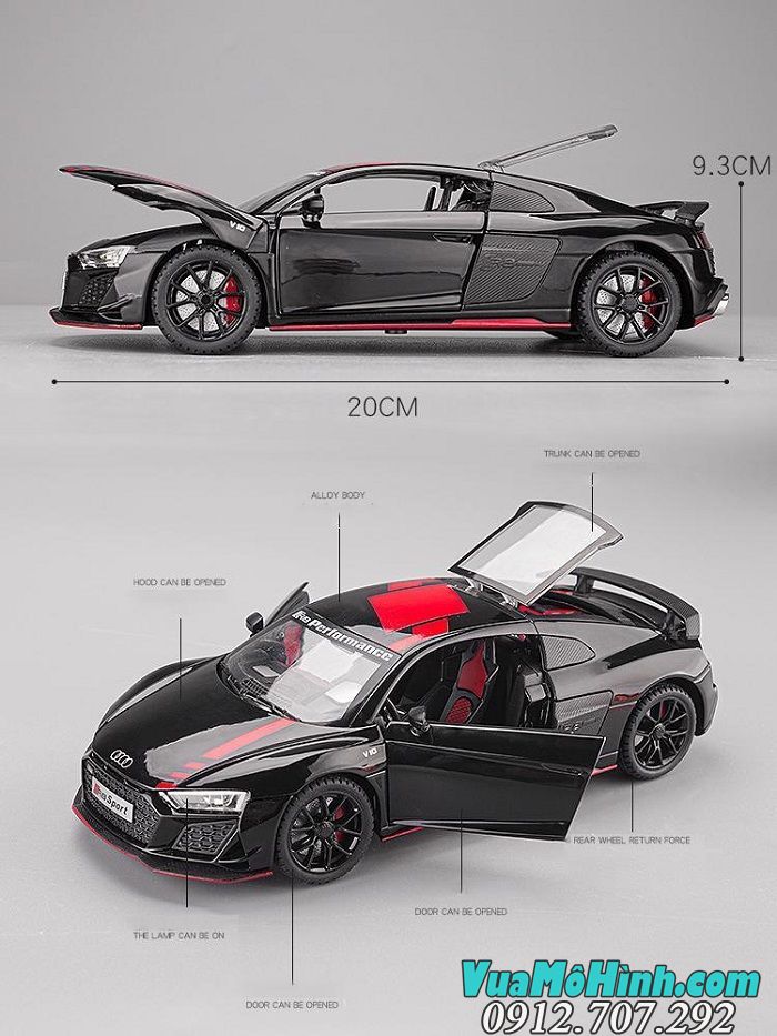Mô hình xe Audi R8 V10 tỉ lệ 1/24 hãng Miniauto