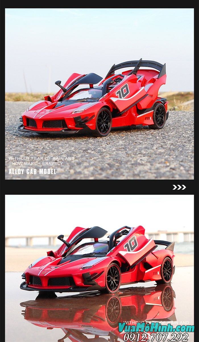 Mô hình siêu xe Ferrari FXX-K tỉ lệ 1:24, mở được cửa, cốp, full kim loại