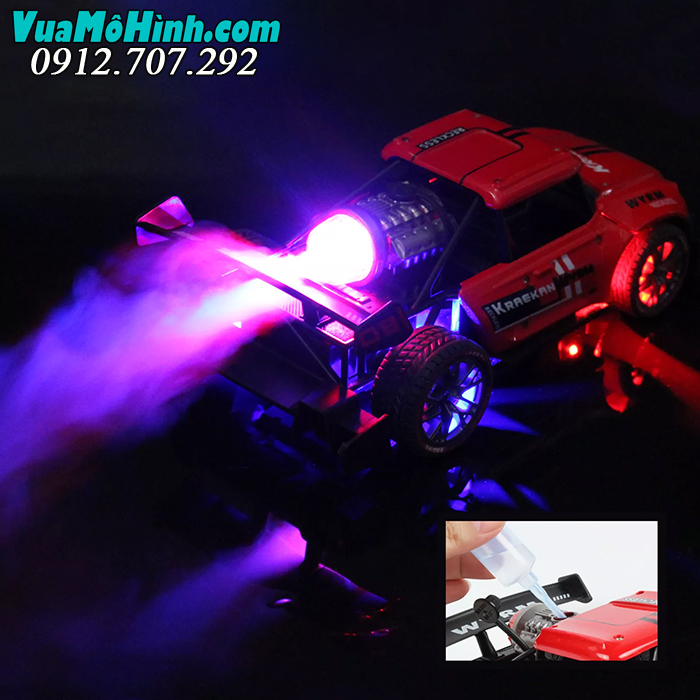 xe đua phun nhả khói vỏ kim loại thép điều khiển từ xa