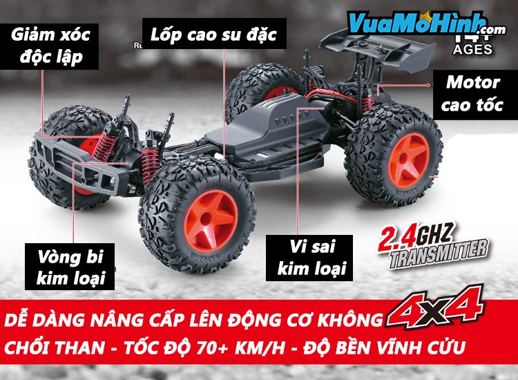 Subotech BG1518 Tornado mô hình xe hơi đồ chơi RC, ô tô đua địa hình điều khiển từ xa chính hãng chống nước chạy pin sạc