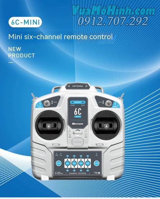 Tay điều khiển Microzone 6C Mini + Rx MC7RB sóng 2.4GHz xa 800m, dụng cụ dành cho đồ chơi mô hình RC